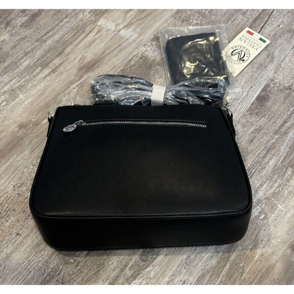 Valentino Orlandi Black Crossbody Bag NWT Vegan Leather Designed in Italy - Picture 3 of 6